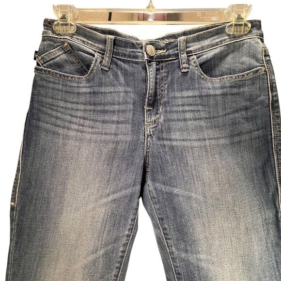 Rock & Republic Kendall Mid-Rise Jeans 10 Straight Leg Denim Button Flap Pockets - Picture 4 of 15